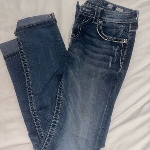 Miss Me Blue Jeans with White Stitching